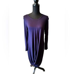 Go Couture Slouch Draped Long Sleeve Dress - Women’s Size M, Dark Blue
